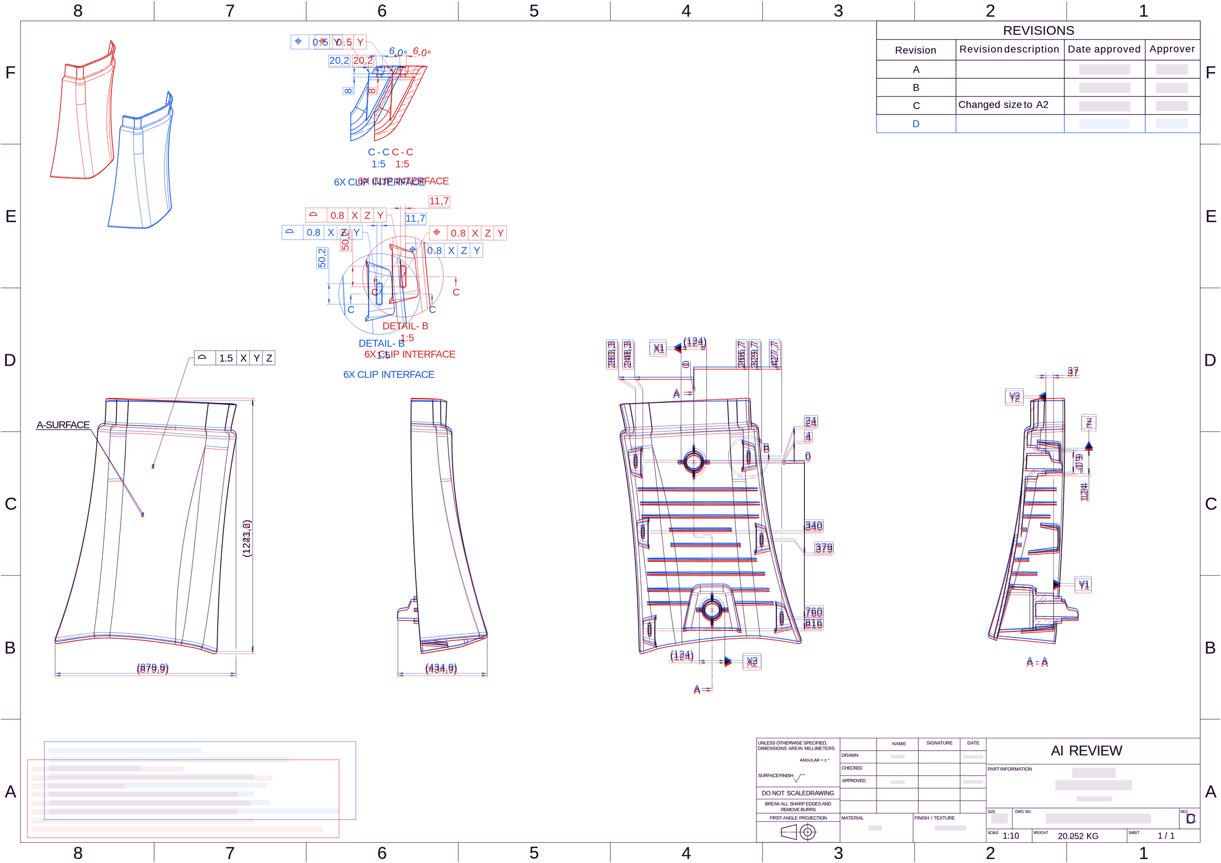PDF overlay of two drawing revisions where moved views make nearly the whole sheet appear changed